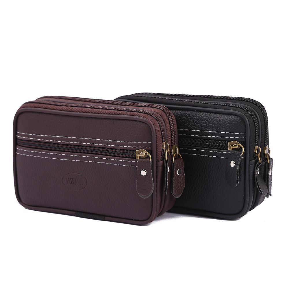 厂家男士新款腰包手机包多功能老年零钱钥匙包复古时尚皮夹包