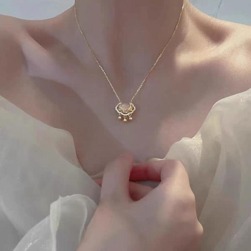 识恩 钛钢项链 如意平安锁  透明礼盒装