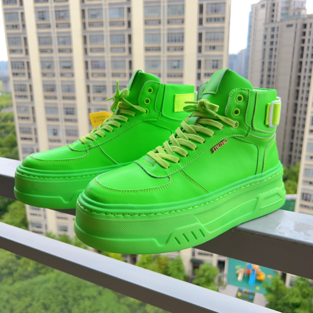 厚底高帮鞋男2025春季新款透气小白鞋百搭中帮板鞋真皮男鞋子潮鞋