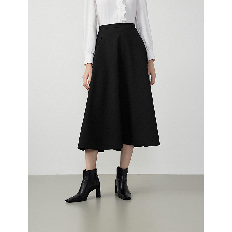 【好事成双】朗姿复古伞摆a字高级感半裙女2024年春季新款半身裙