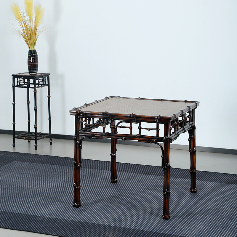 仿古禅意筇竹家具中式茶桌方桌家用客厅阳台茶台茶桌茶几圈椅凳子
