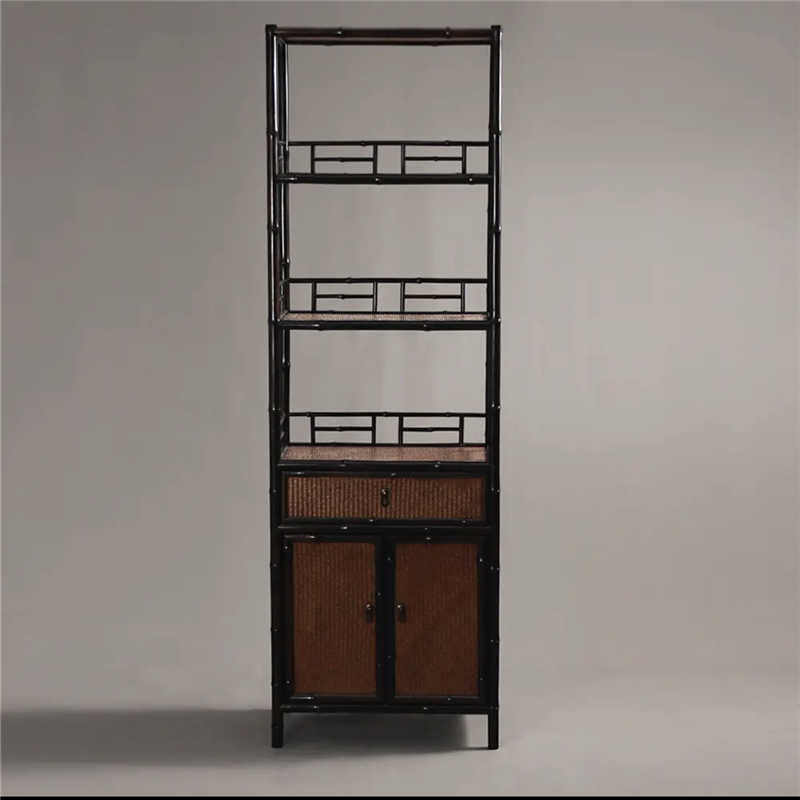 紫竹席面书柜家用茶具书籍收纳柜