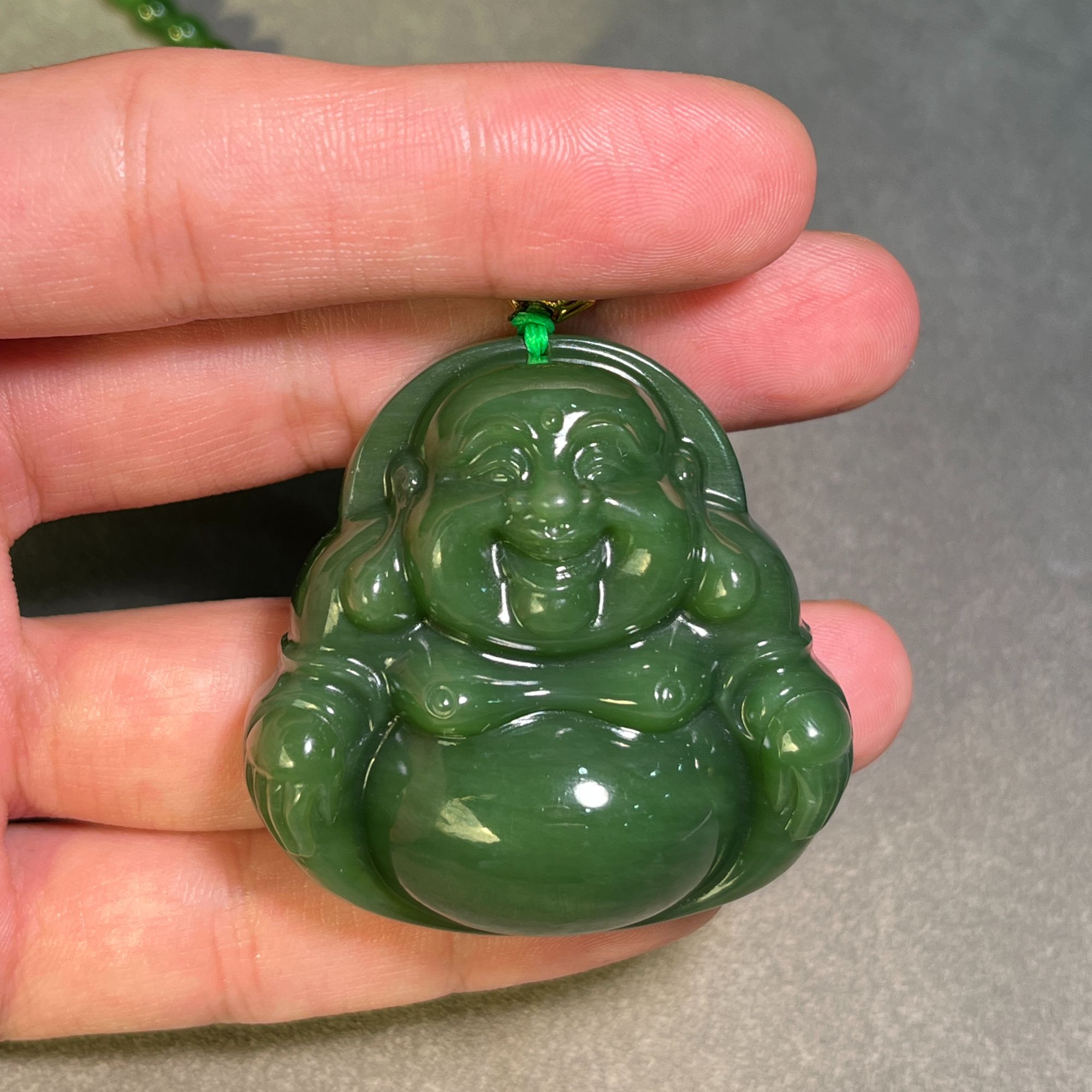 天然和田玉佛公吊坠碧玉大肚佛俄罗斯碧玉大肚佛