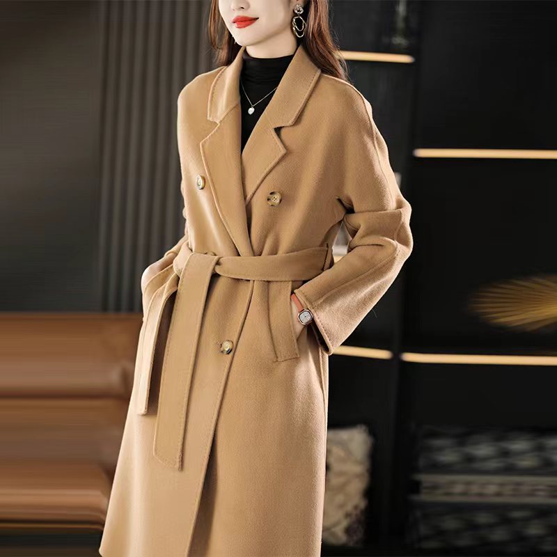 新款西装领女长款纯羊毛宽松休闲外套女801