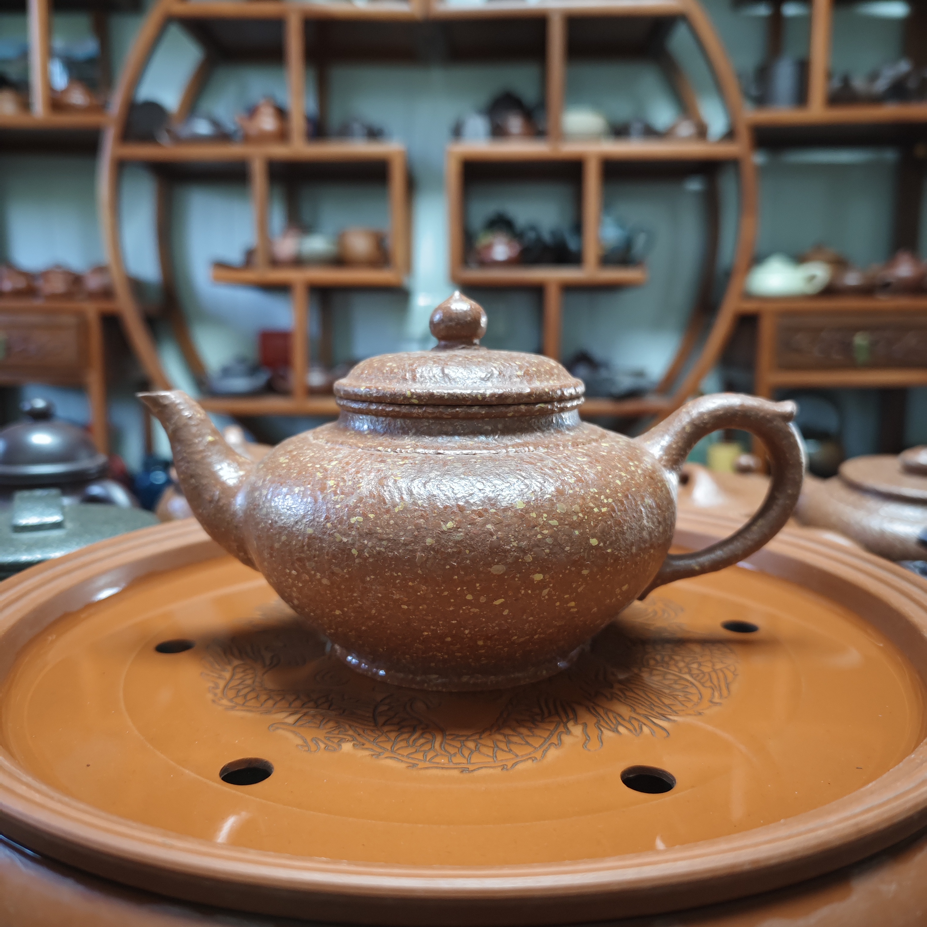 宜兴黄龙山原矿龙血砂莲子壶笑樱壶紫砂壶茶壶紫砂茶壶圆壶泥壶