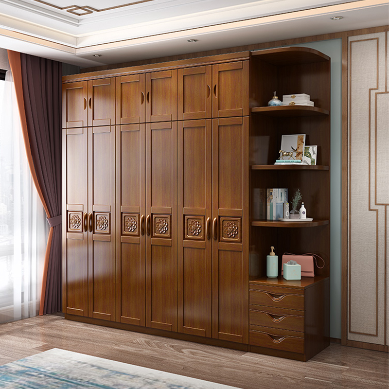 出租房衣柜家用卧室实木对开门现代大衣柜小户型收纳储物大衣橱
