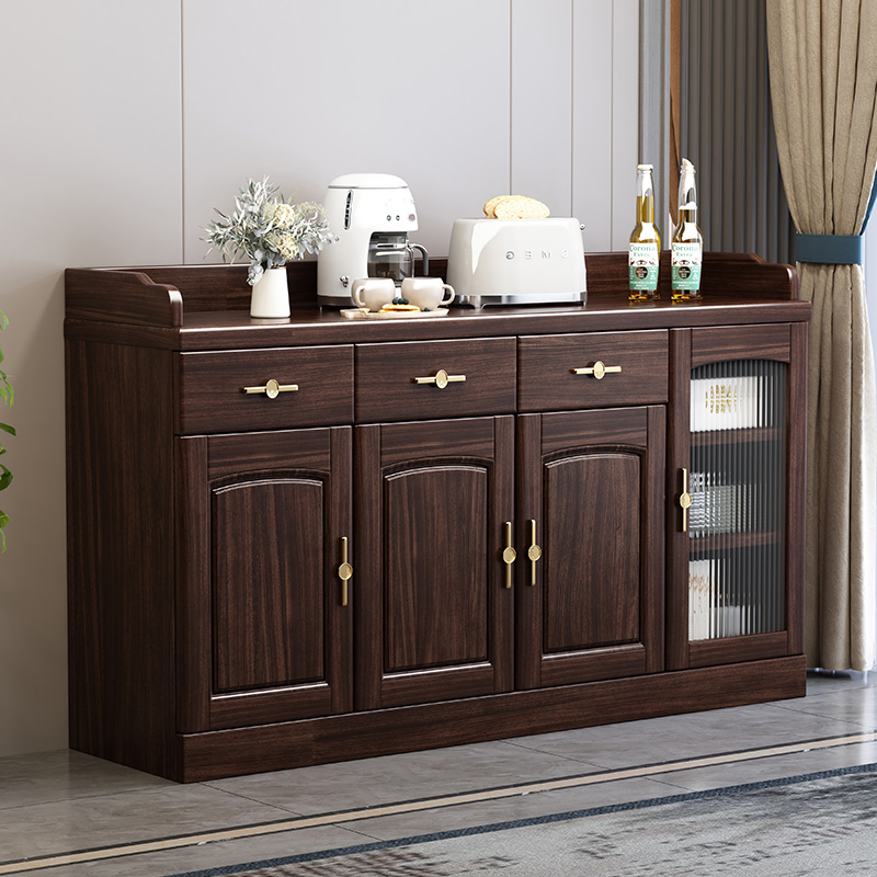 【佛山工厂直销】新中式乌金木实木餐边柜客厅置物柜现代简约餐厅柜