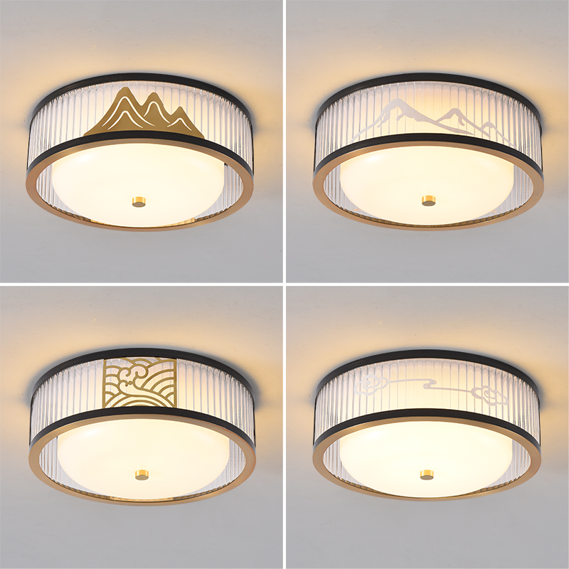 吸顶灯新中式轻奢铜过道灯阳台灯大气圆形走廊灯简约玄关国风小灯