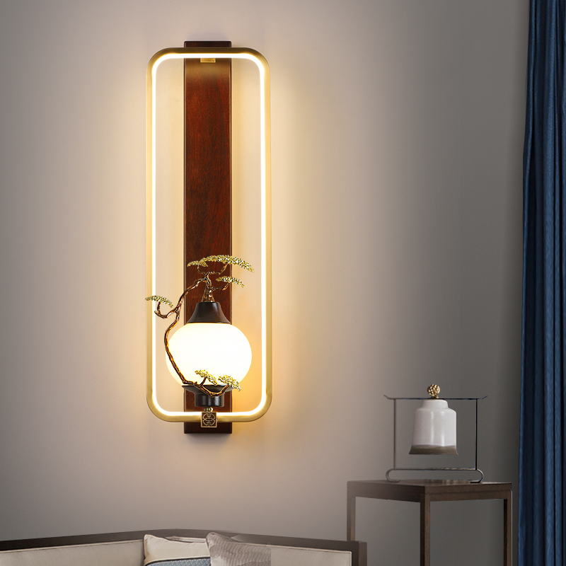 轻奢中式壁灯新中式别墅简约客厅家用卧室墙灯创意走廊玄关高级感