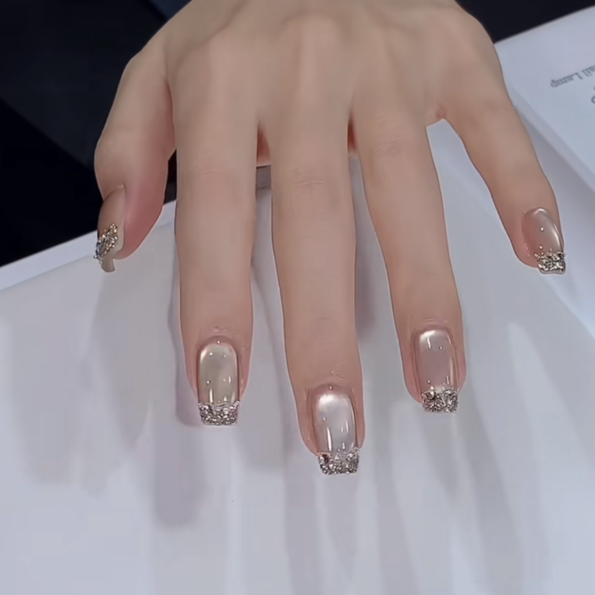 「S1893」水润立体少女粉腮红猫眼纯手工穿戴甲 18种甲型定制