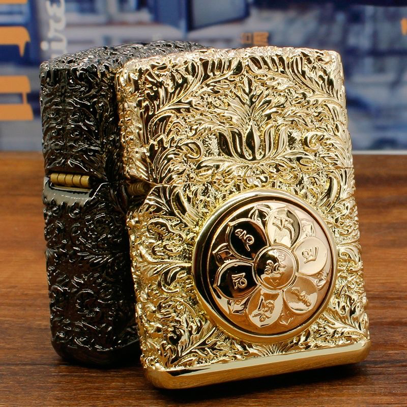 ZORRO 佐罗煤油打火机盔甲富贵花六字真言转芯打火机创意盔甲机