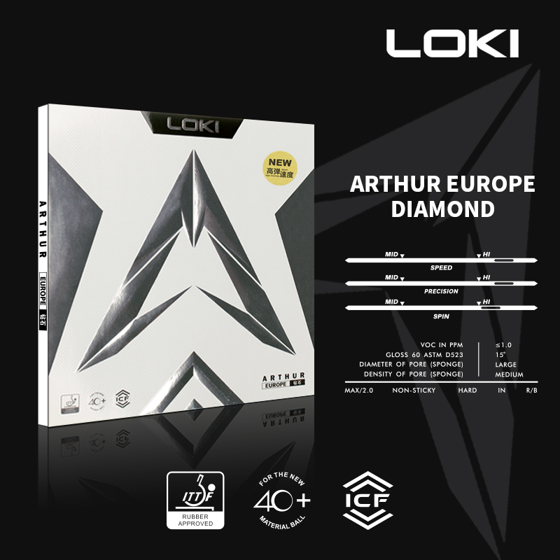 LOKI雷神亚瑟欧洲钻石乒乓球拍胶皮专业涩性胶皮