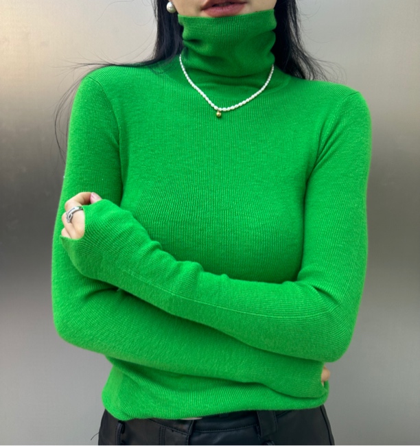 2024春夏时尚新款高领百搭休闲打底上衣