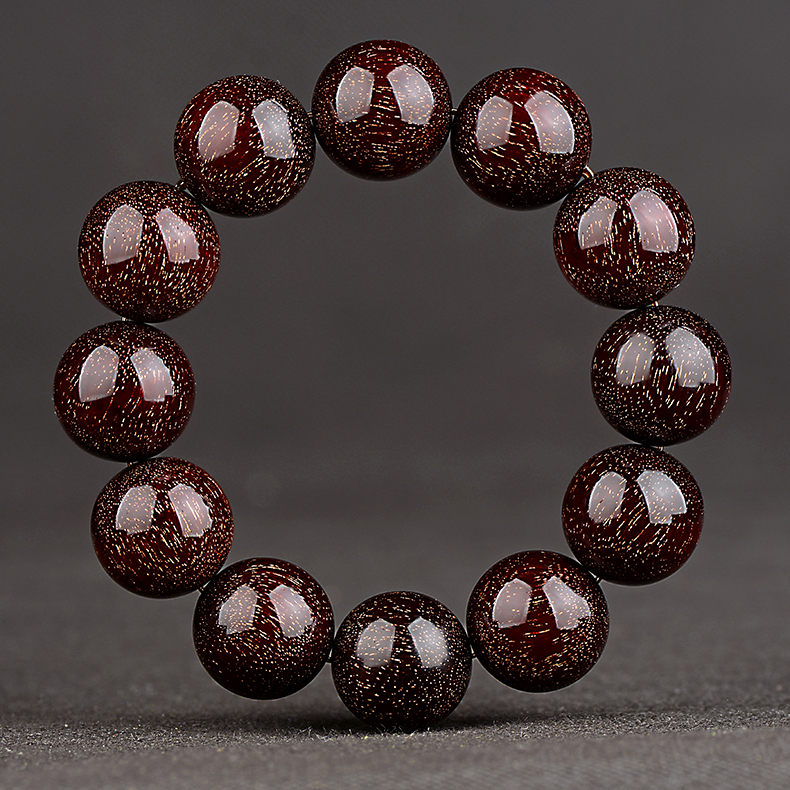 星玺印度小叶紫檀手串20mm爆满金星360度老料高油密男款佛珠 孤品