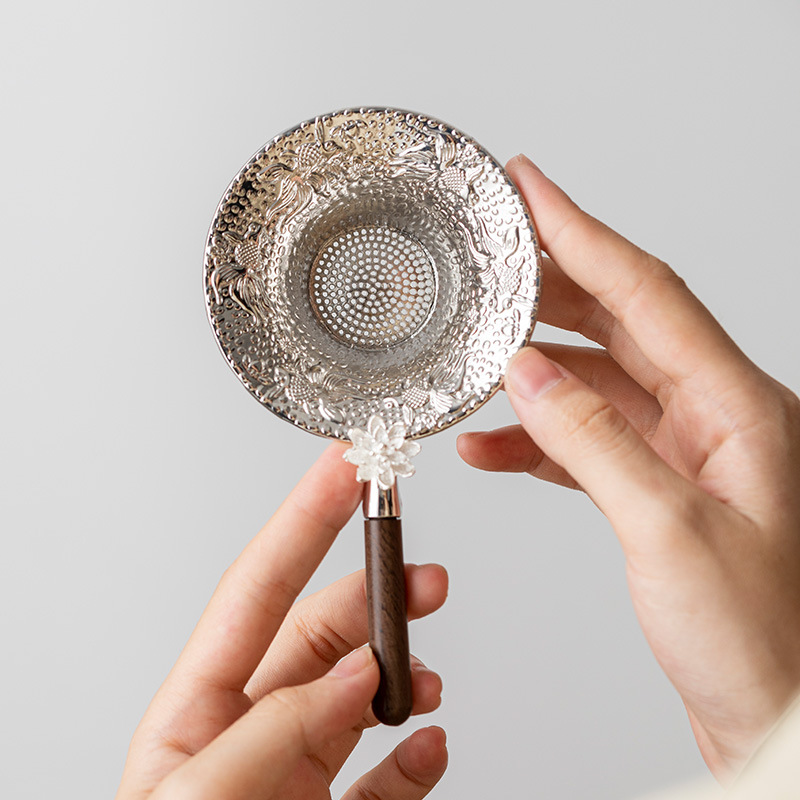 304不锈钢茶漏茶滤功夫茶具茶水过滤器带手柄茶道茶隔滤茶器家用