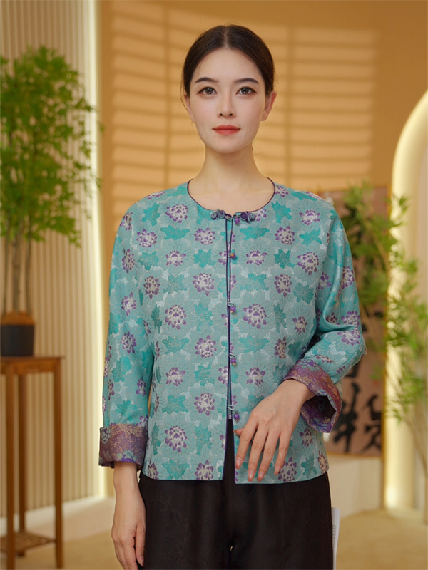 [萧呈]新中式桑蚕丝复古外套女国风24996