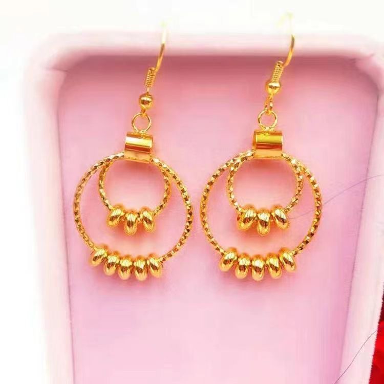 铜合金耳饰 铜合金【时尚简约满天星双圈】气质 百搭 耳勾圈圈 精美