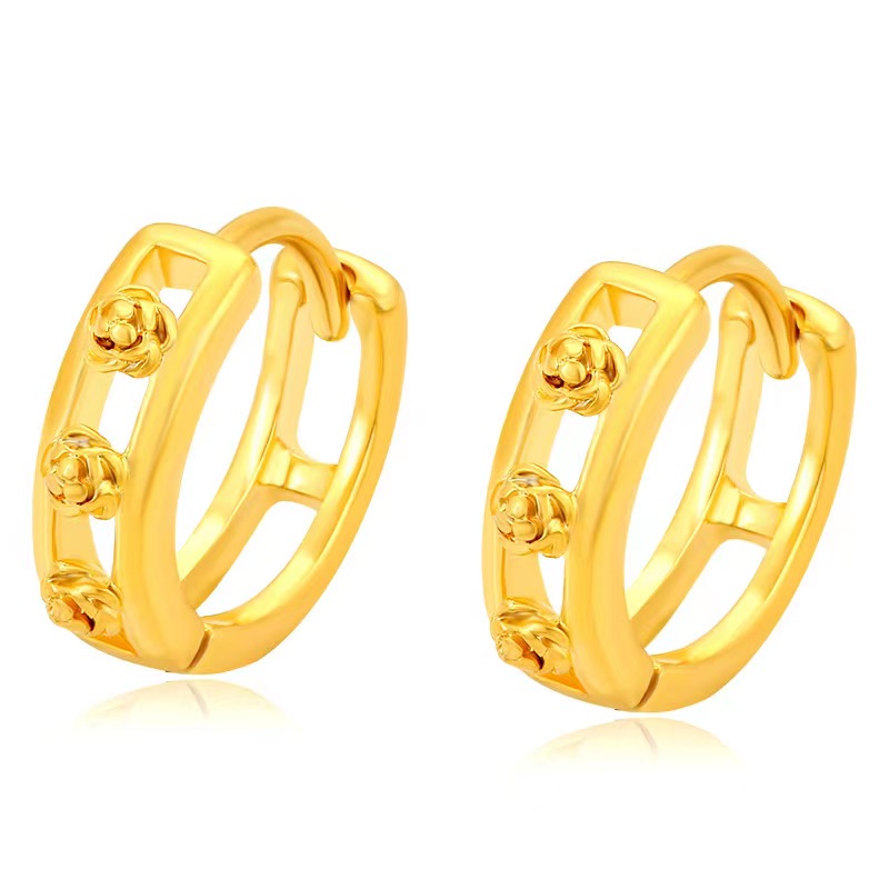 铜合金耳饰 铜合金【优雅小小耳圈耳扣】时尚 复古 气质 精致 百搭