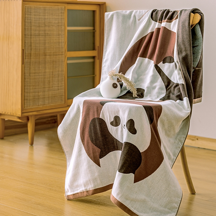 2024新款A类全棉纱布圆圈熊猫小象黄泰迪狗网红柔软吸水清新浴巾