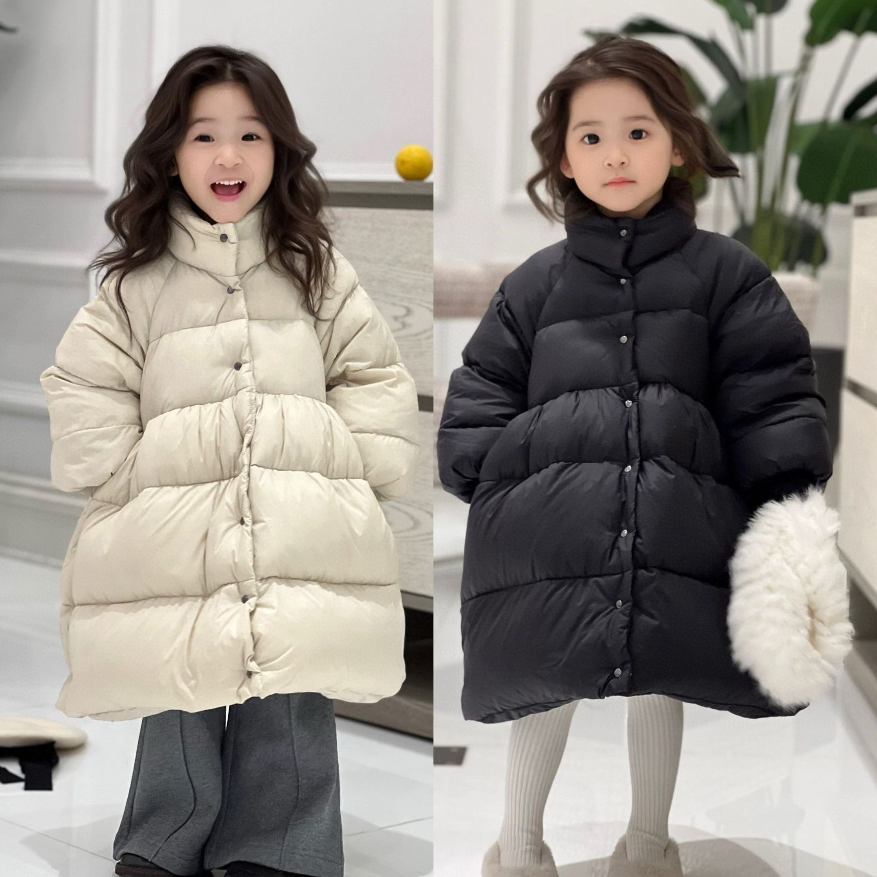 <宠粉回馈>  女童宽松羽绒服冬季大裙摆加厚中长款保暖连帽外套潮