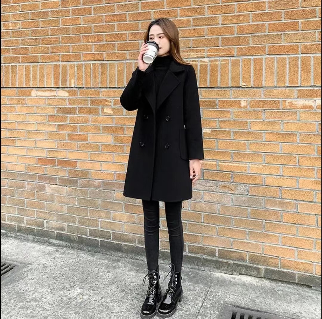 【果粒陈】2025新款双面绒大衣女小个子韩版中长款百搭显瘦外套2512
