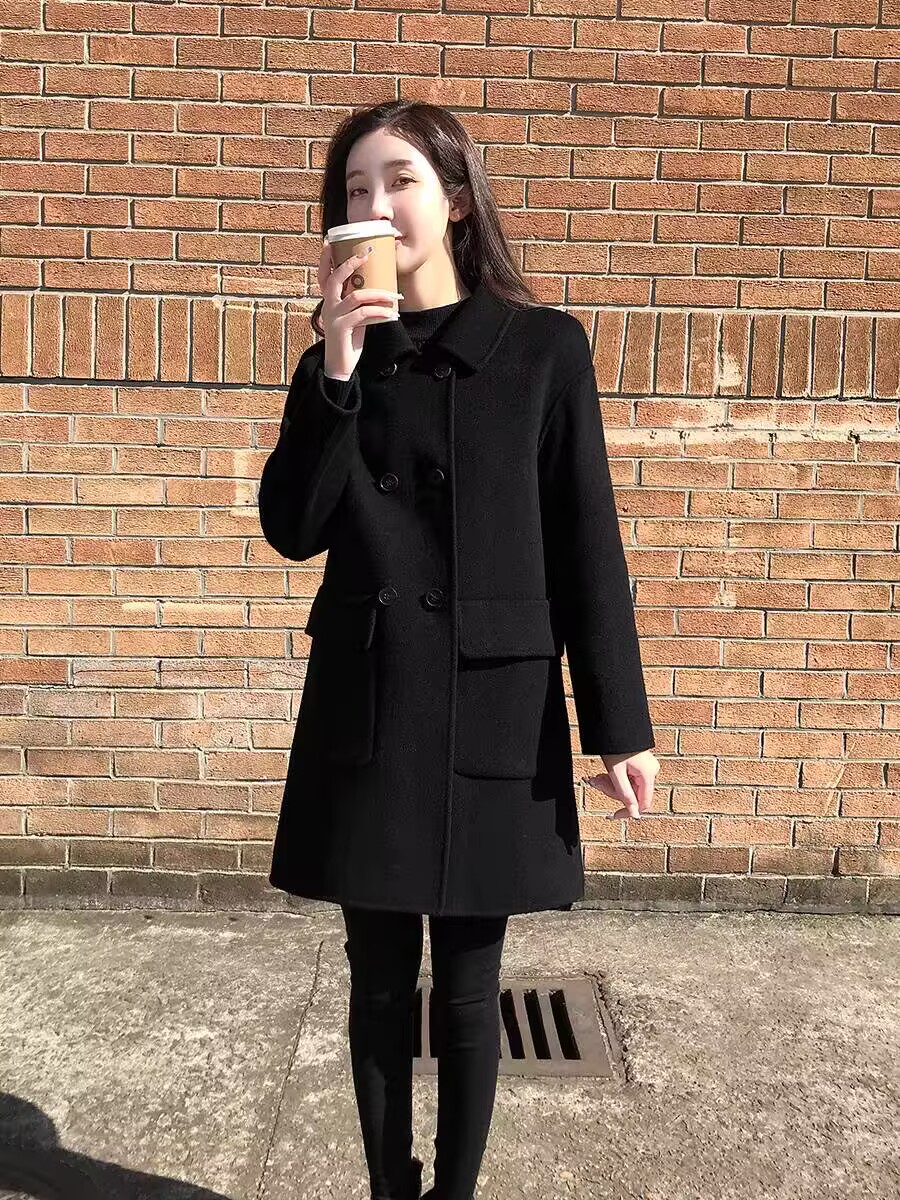【果粒陈】双面绒大衣女中长款冬季高端洋气显瘦时尚大衣外套2232