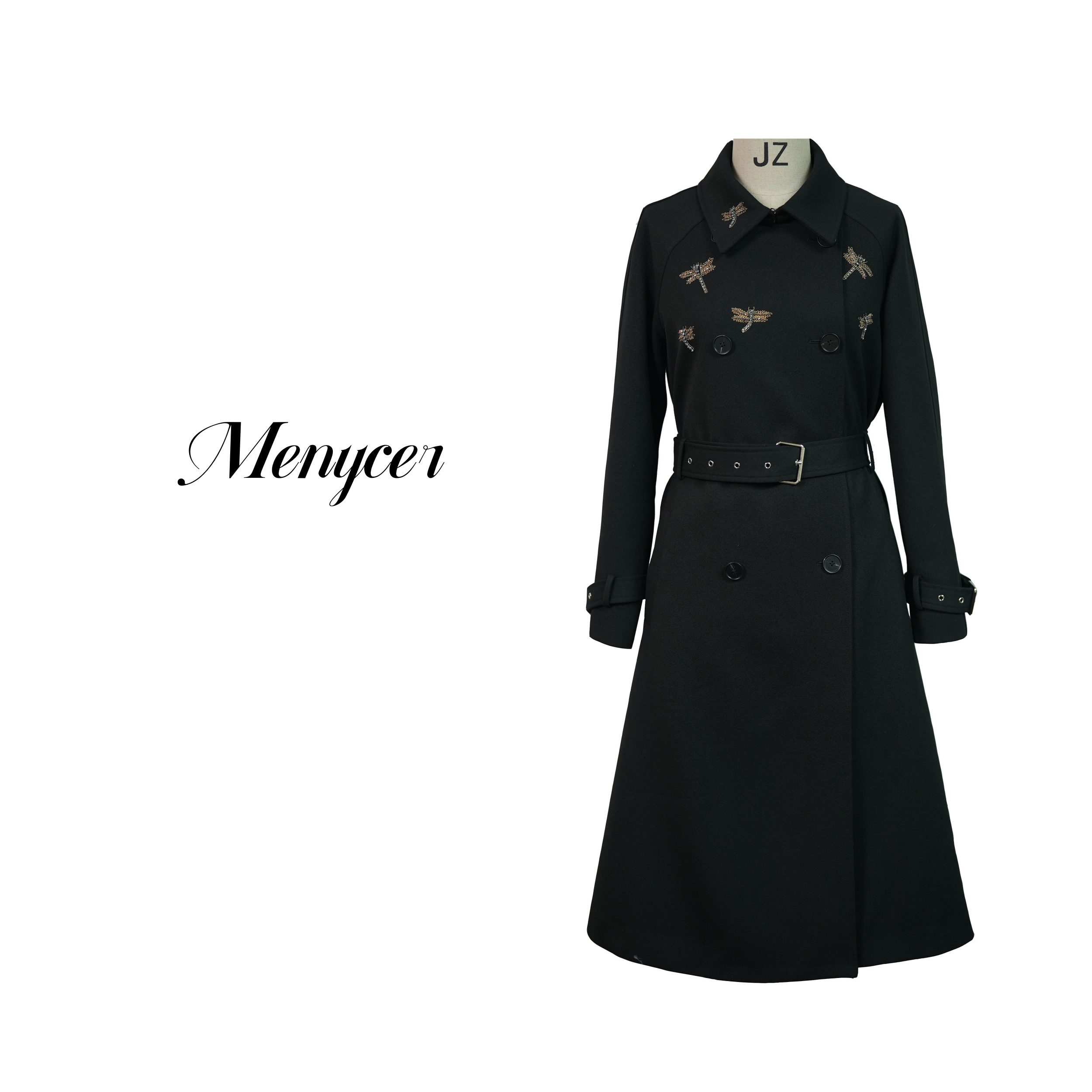 XM240289-时尚蜻蜓收腰显瘦气质长袖风衣