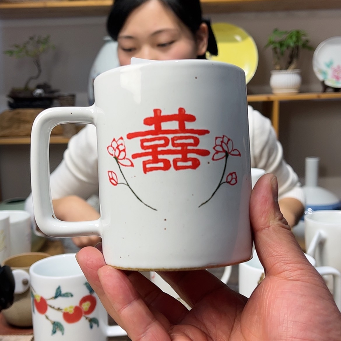 【闪购商品】陶瓷瓷片水杯434