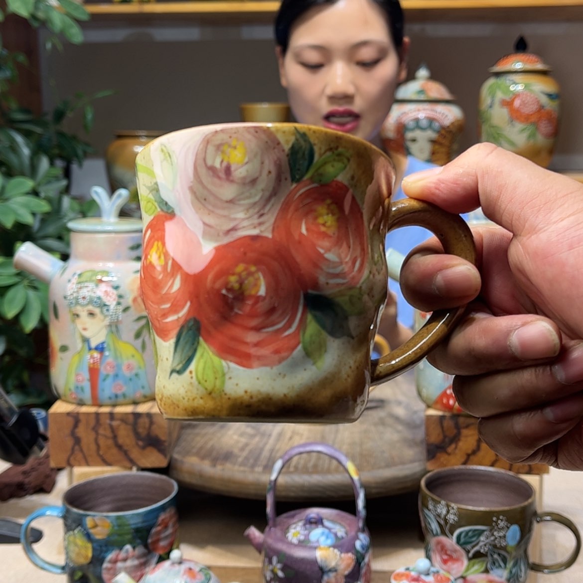 【闪购商品】瓷片693 杯 手绘高温釉下彩