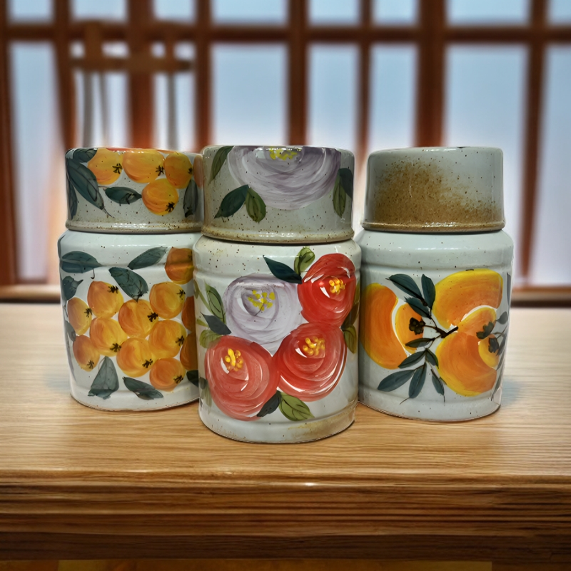 景德镇陶瓷手绘手工釉下彩带盖水杯壶家用办公杯水杯泡茶杯情侣杯