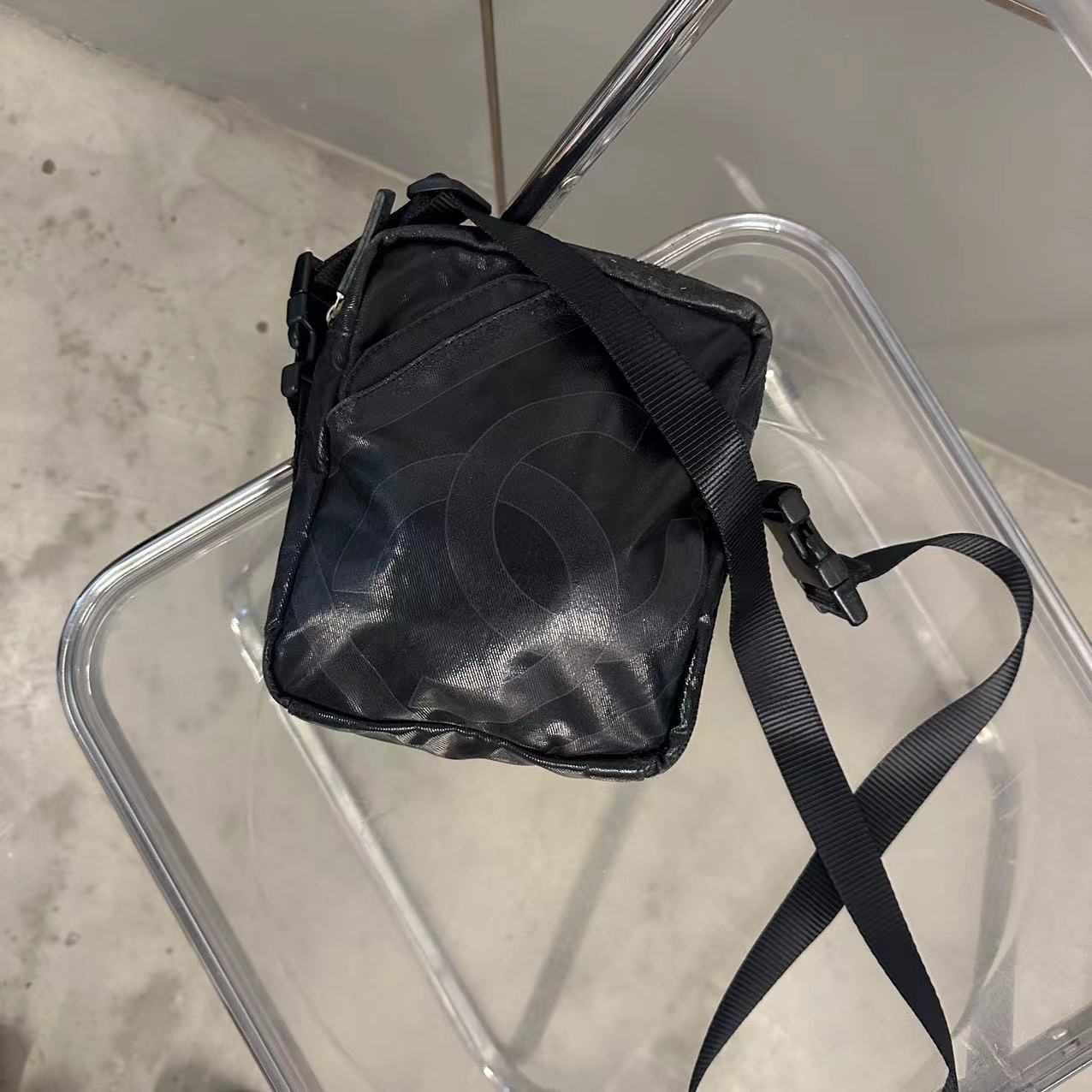 95新 Chanel/香奈儿 二奢男包 运动方标经典黑色相机包斜挎包