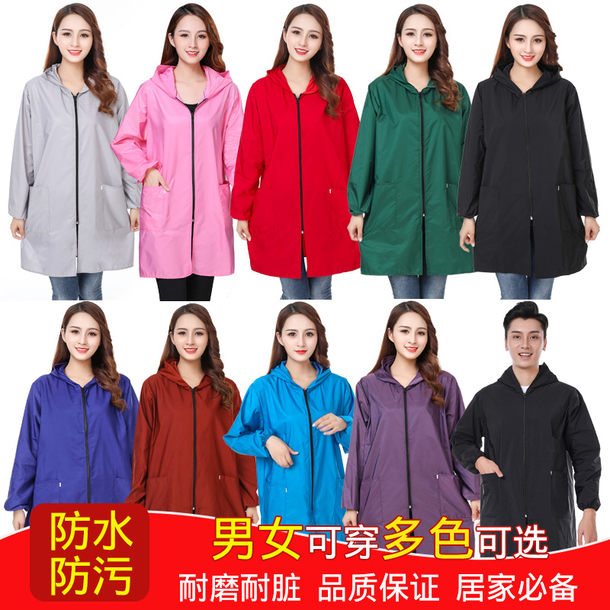 理发店防碎发衣服加长款无帽长袖围裙罩衣防水脏不粘发外套工作服