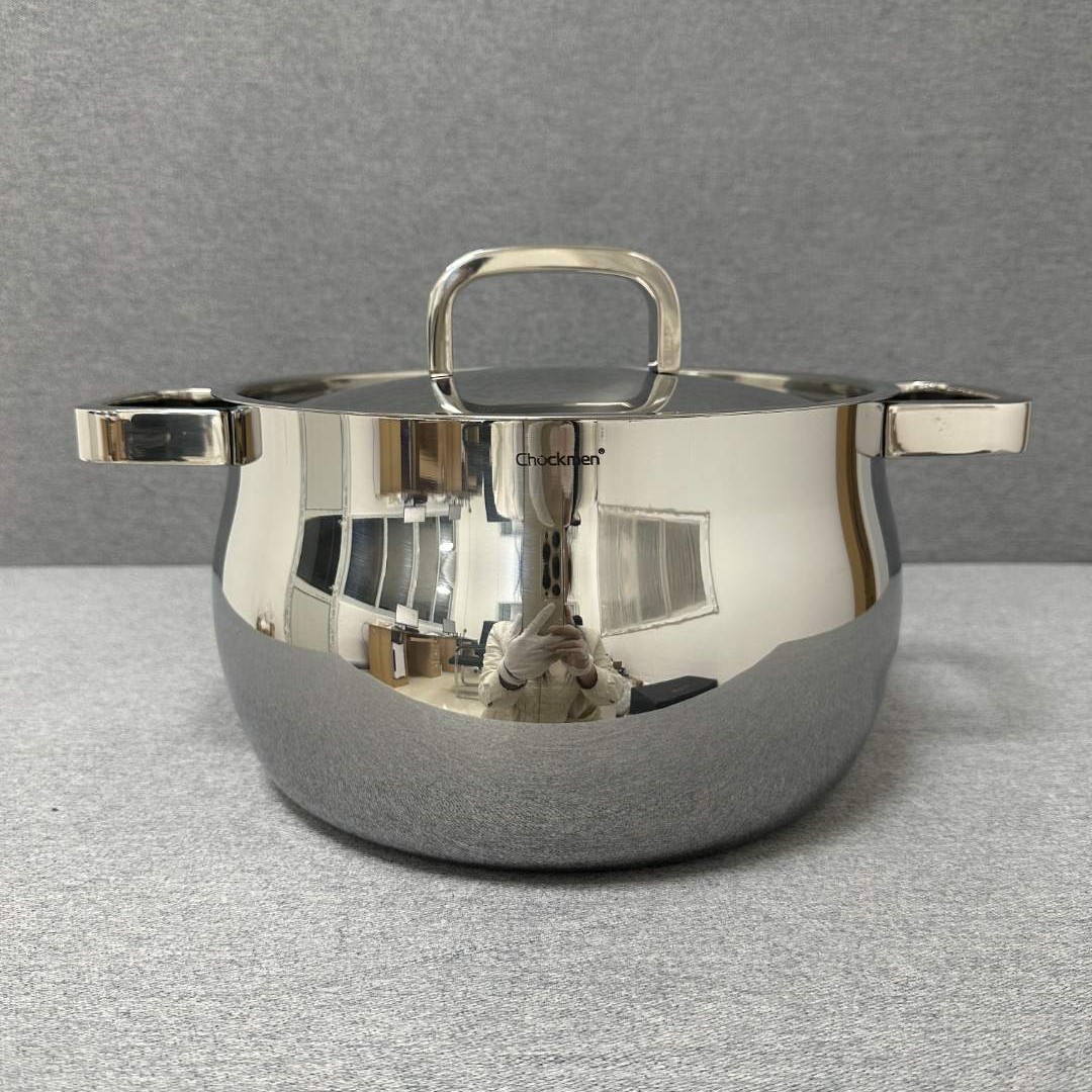 I204 Chockmen不锈钢18/10 双耳汤锅带钢盖 24*15CM 重约2.89KG