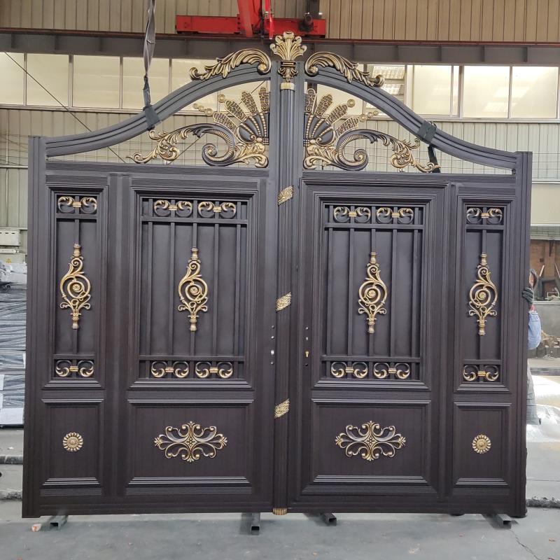 uh仿古中式别墅庭院对开大铁门双开门农村大门防盗门四开锌合A