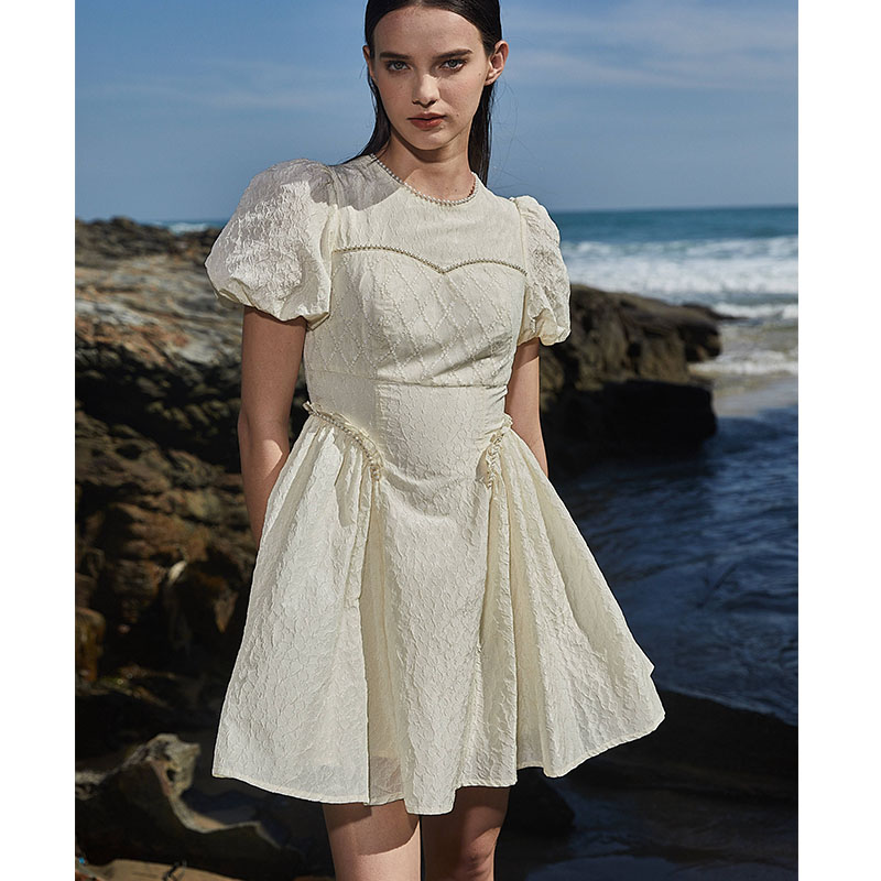 【黄蓉推荐】SEEVIA席薇亚白色夏季复古连衣裙8232607