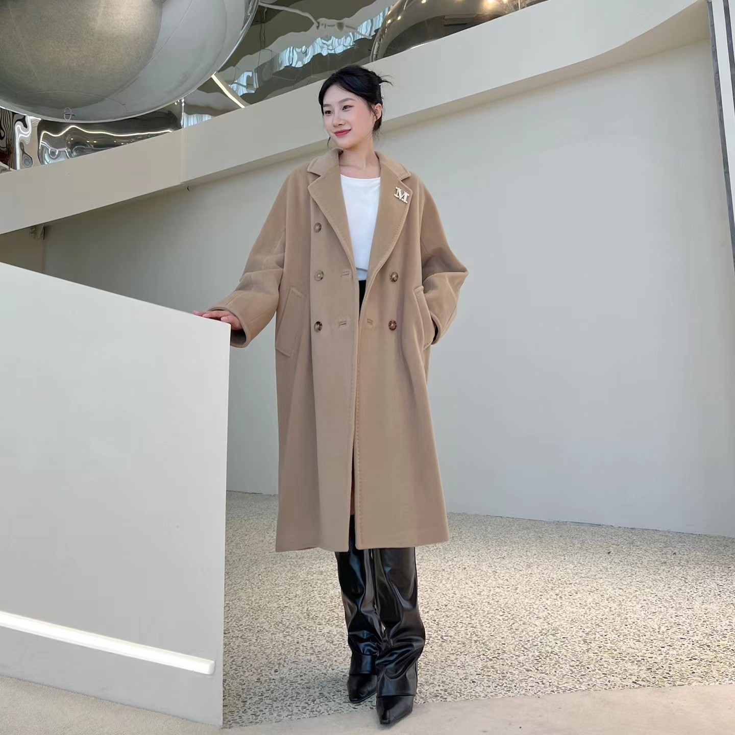maisi家 蕞高版本M家101801经典双排扣 茧型宽松10羊绒90羊毛大衣