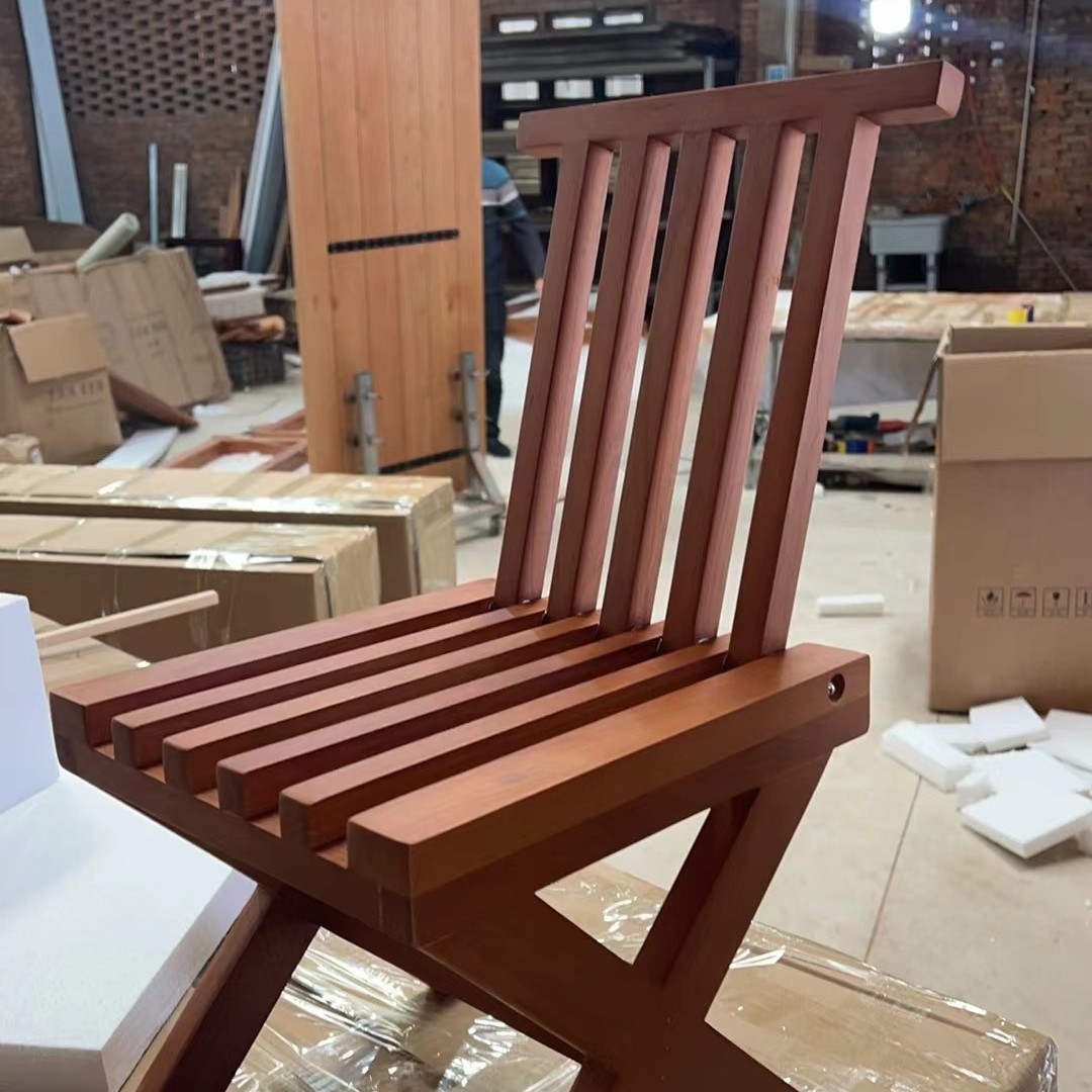 樱桃木小凳子带靠背可折叠小户型