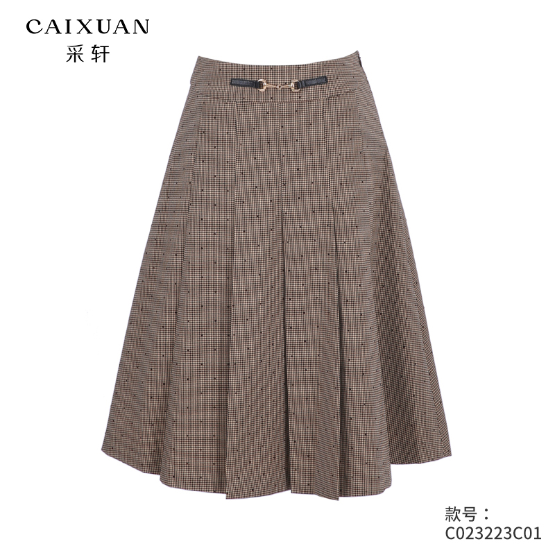 采轩秋减龄显瘦百褶学院风半截裙