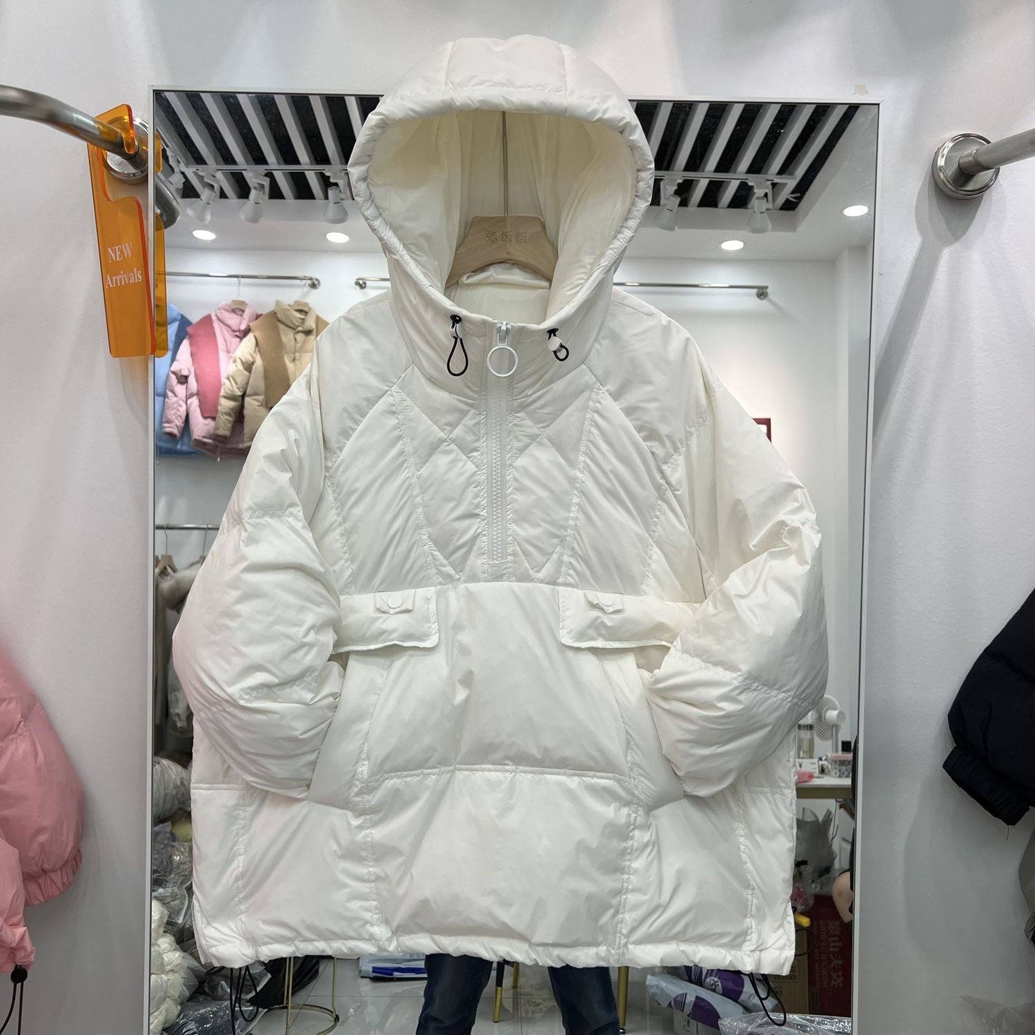 新款2023羽绒服羽绒服冬季新款韩版连帽卫衣套头宽松时尚小个子外