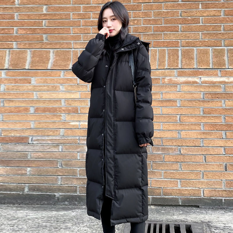 新款黑色羽绒服年新款女冬情侣加厚长款棉袄长过膝到脚踝
