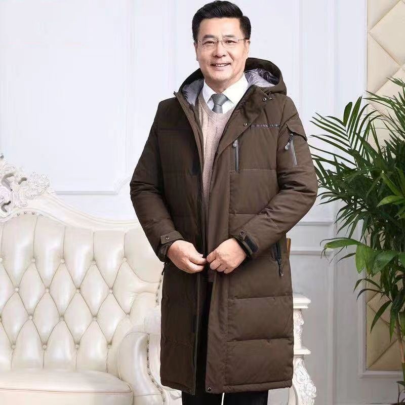 20233新款羽绒服男冬装长款过膝加厚中老年白鸭绒保暖防寒