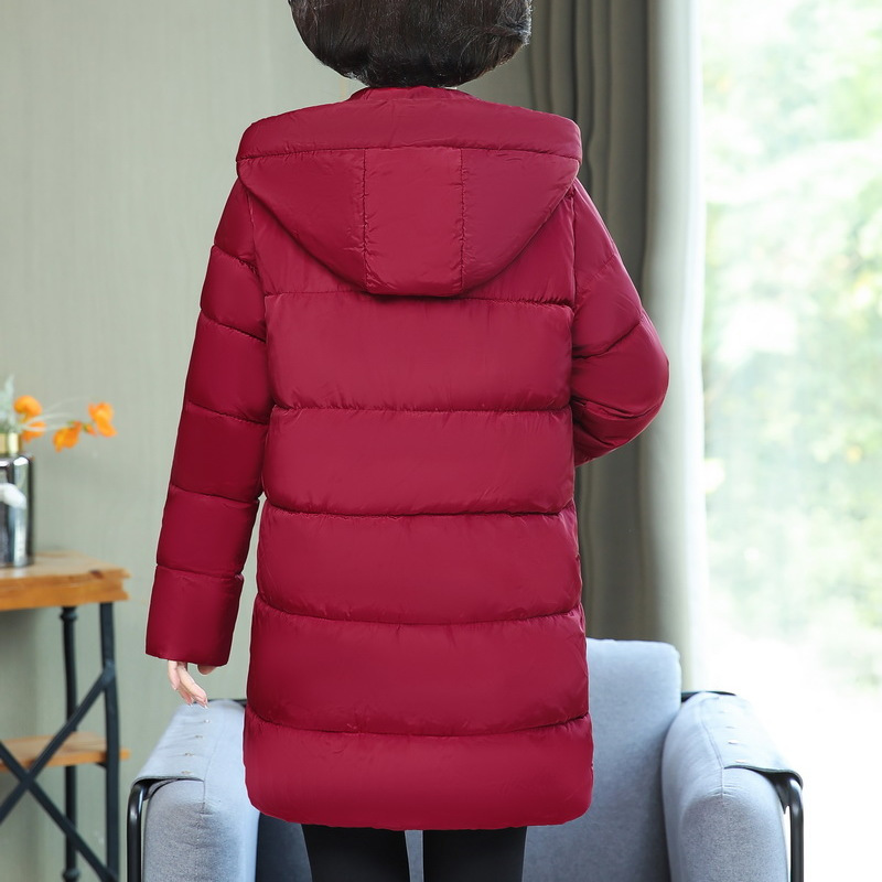 快乐羽绒服洋气妈妈装中长款季中老年人衣加肥加大加厚袄