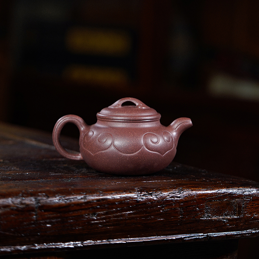 如意仿古170cc紫玉金砂正宗宜兴纯手工原矿紫砂壶0674泡茶壶