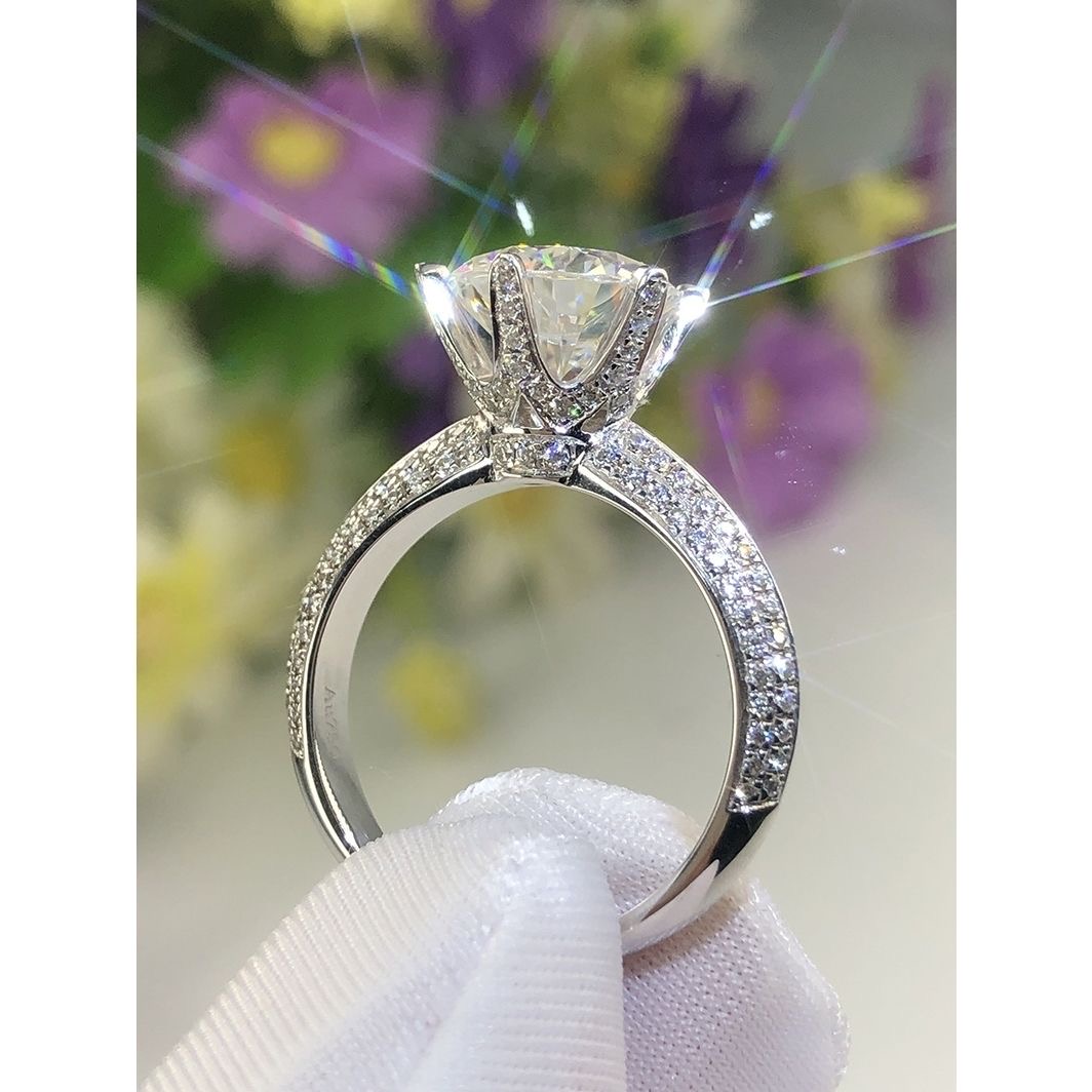 925银莫桑石银制品 925银莫桑石银质品【半壁江山】女戒经典戒镶嵌