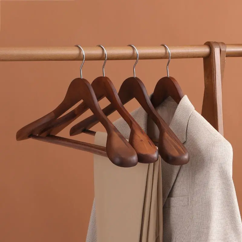 木质宽肩衣架西服皮衣羊绒大衣专用服装店衣柜专用衣架实木新款