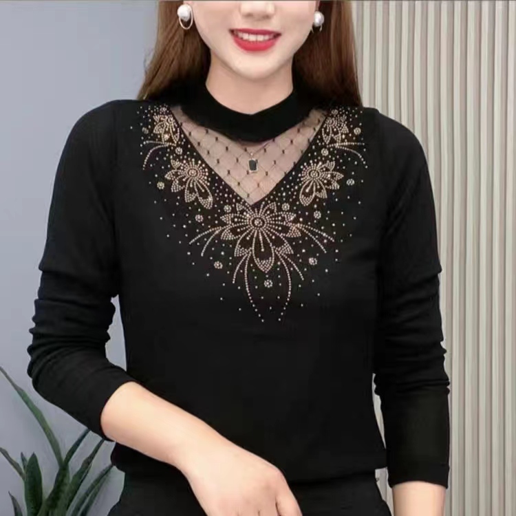 茉燕家  2025时尚蕾丝长袖修身显瘦洋气打底衫秋冬百搭女士