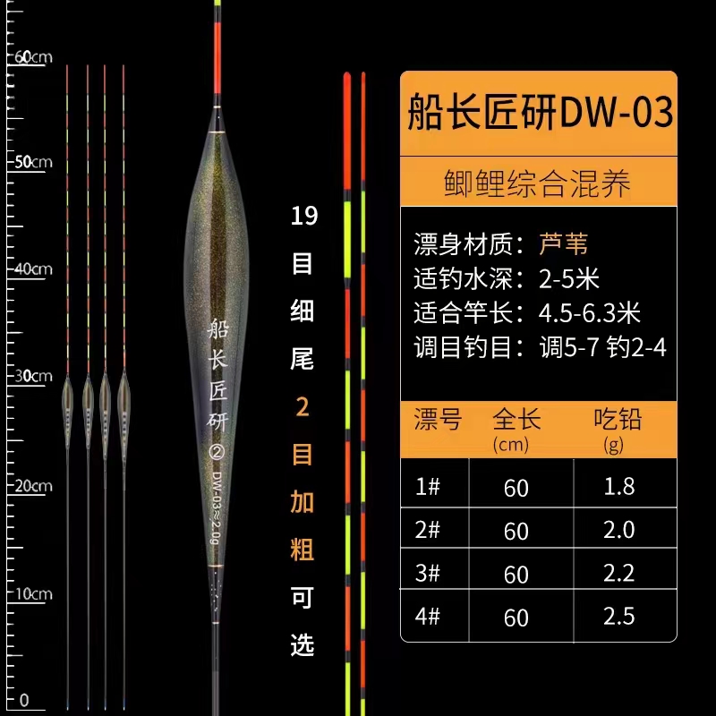 5D绿竹彩绘变色龙芦苇漂黑坑野钓鲫鲤混养轻弱滑口浮漂