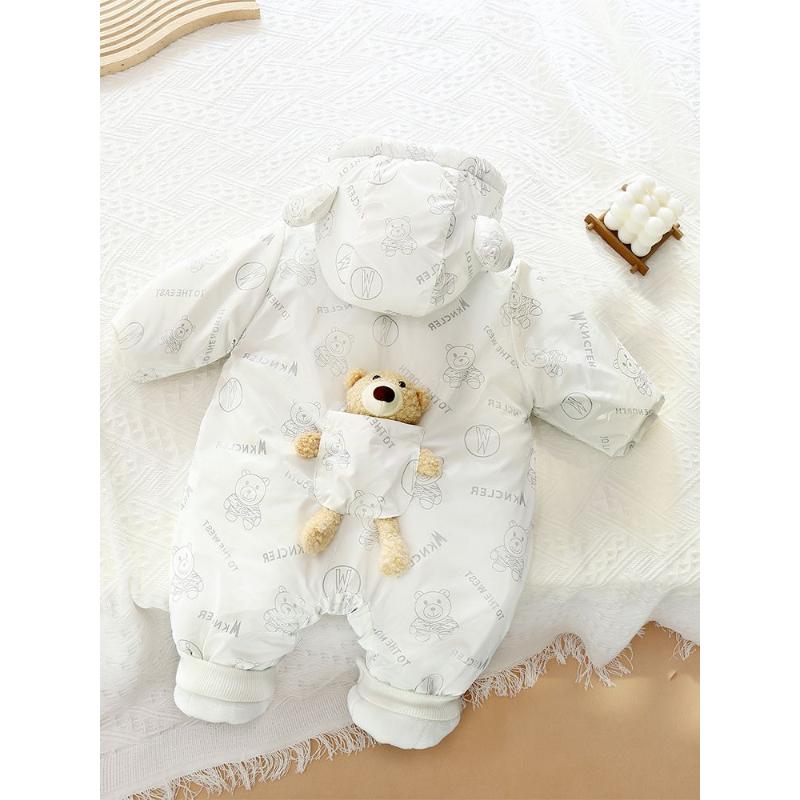 婴儿连体衣夹棉加厚外出抱衣加绒免洗宝宝冬装外穿棉服