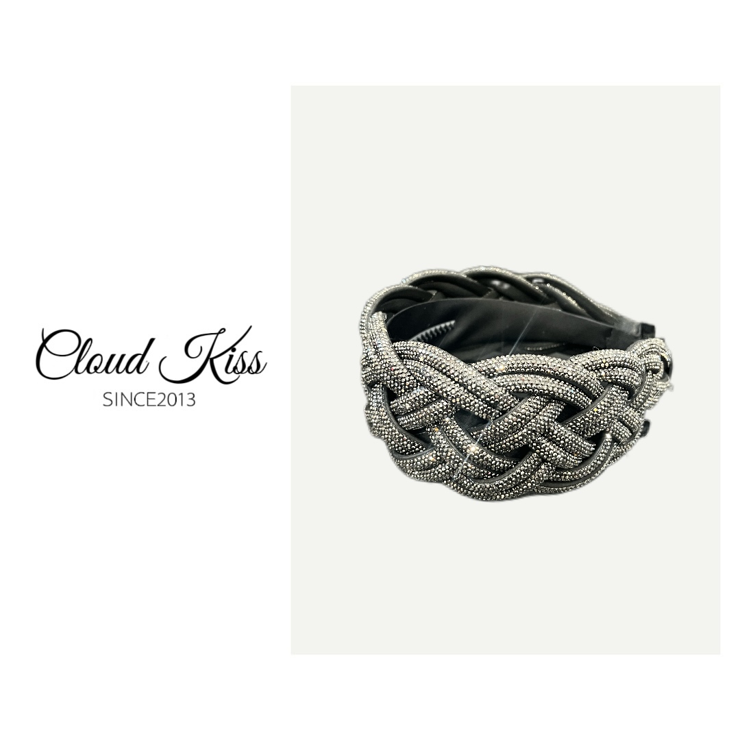 CLOUD KISS时尚气质重工亮闪闪满天星麻花编织宽边发箍F152