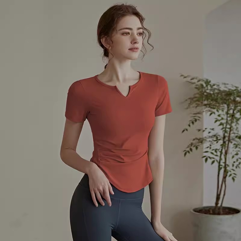 瑜伽服短袖女夏季薄款运动T恤紧身显瘦跑步训练普拉提健身服上衣